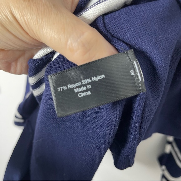 Lane Bryant Sweater 14 16 Blue Whit Chevron Stripes Dolman Sleeves - Picture 5 of 6